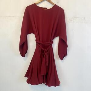 MARE MARE ANTHROPOLOGIE burgundy long sleeve mini dress sz L